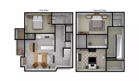 Floor plan for 3 beds, 2 baths, 1192 sqft